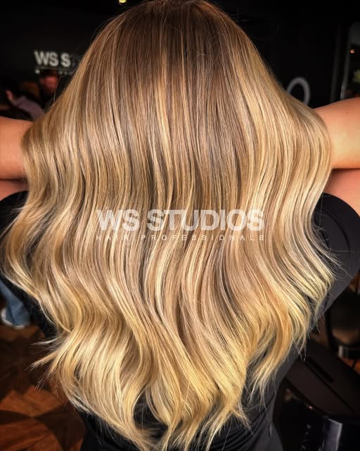 Peach balayage result shared by WS Studios