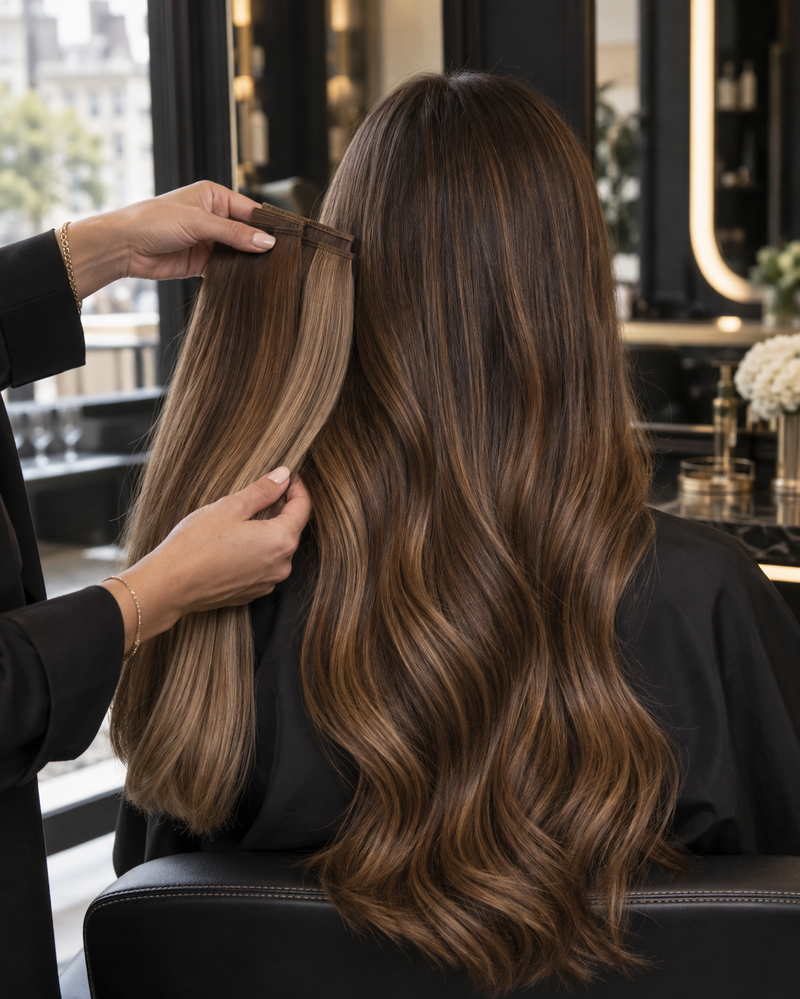 Hair extension consultation at WS Studios