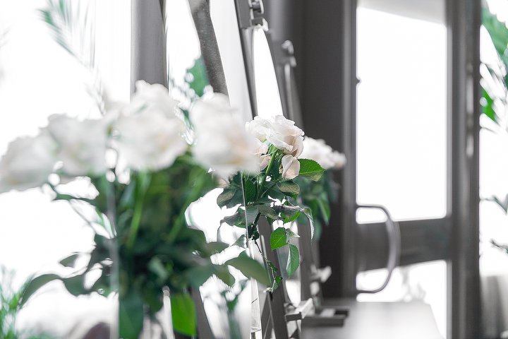 Flowers beside the windows of WS Studios